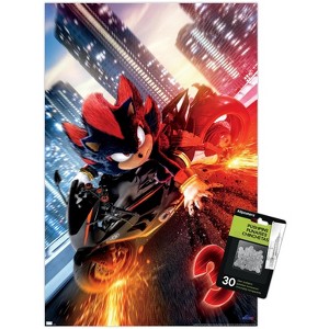 Trends International Sonic The Hedgehog 3 - Shadow Motorcycle One Sheet Unframed Wall Poster Prints - 1 of 4
