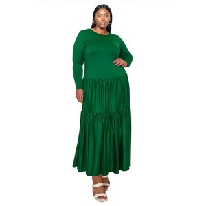 L I V D Women's Tiered Maxi Dress with Long Sleeves - 1 of 3