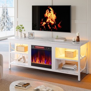 Pinmoco Electric Fireplace TV Stand Fit TVs up to 65 inch Gaming Entertainment Center with Open Storage Shelves - 1 of 4