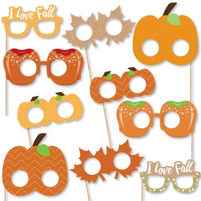 Big Dot of Happiness Pumpkin Patch Glasses and Masks - Paper Card Stock Fall, Halloween or Thanksgiving Party Photo Booth Props Kit - 10 Count