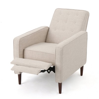 Cream Floral Mid-Century Modern Tufted Fabric Recliner