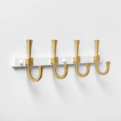 18" Flared J Hook Rail Brass/White - Threshold™