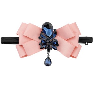 INSPIRE CHIC Women's Satin with Blue Rhinestone Bow Tie One Size Pink - 1 of 4