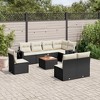 vidaXL 9 Piece Patio Sofa Set with Cushions Black Poly Rattan - Black and Cream - 2 of 4