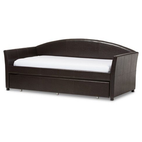Trundle Guest Bed Baxton Studio, Modern Leather Daybed Sofa
