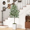 XINGHANZHENXUAN Artificial Olive Tree with White Pot & Moss, Lifelike Faux Plant with Natural-Style Branches for Home, Office - 2 of 4