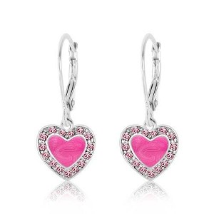 Chanteur Hypoallergenic Kids Jewelry Accessorie Heart CZ White Gold Palladium Plating Earrings leverback is made from 925 Sterling silver - 1 of 1
