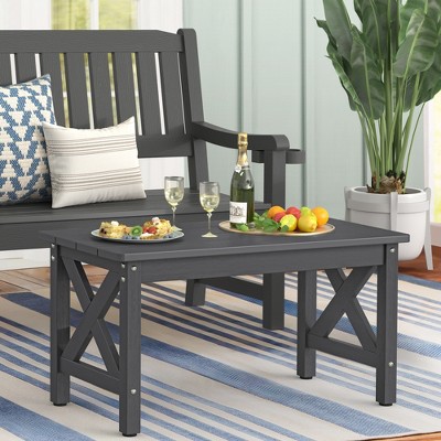 Arceso Outdoor Coffee Table for Patio, Rectangle HDPS Outdoor Coffee Table Rectangle, All Weather Patio Coffee Tables for Outside Deck Porch Lawn