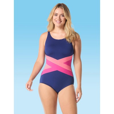 Gabar Color Blocked Solid High Neck One Piece Swimsuit