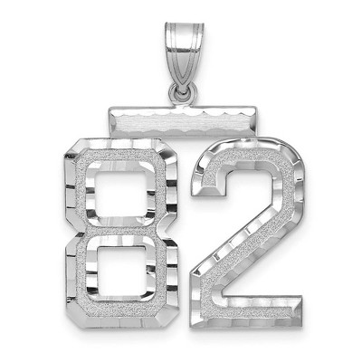 Black Bow Jewelry 14k White Gold, Varsity Collection, Large D/C Pendant, Number 82
