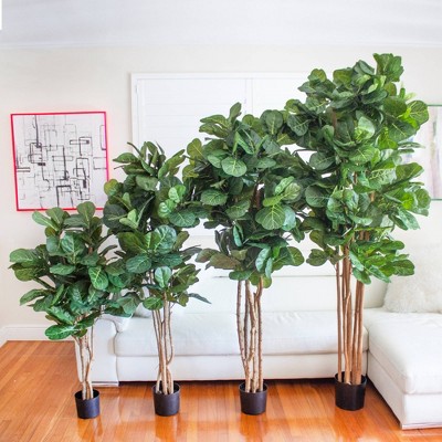 Verdant Charm 6' Silk Fiddle Leaf Fig in Decorative Planter
