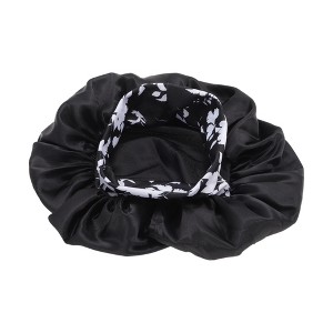 Unique Bargains Women Flowered Shower Cap Black 1 Pc - 1 of 4