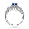 Guili White Gold Plated Cluster Ring with Sapphire Tear-Shaped Stone and Clear Cubic Zirconia Accents – A Dazzling Statement of Elegance. - 2 of 4