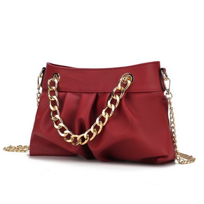 MKF Collection Marvila Minimalist Vegan Leather Chain Ruched Shoulder Bag by Mia K