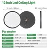 Itopfox 12 Inch LED Flush Mount Ceiling Light 6PK, 24W, 2520LM, CCT Selectable, Round Flat Panel Light for Hallway, Kitchen, Bedroom, Laundry Room - 4 of 4
