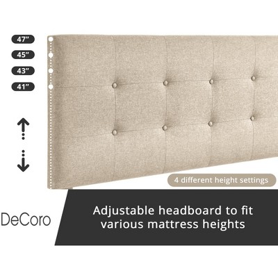 Linen Upholstered Full Platform Bed with Tufted Headboard and Wood Slats
