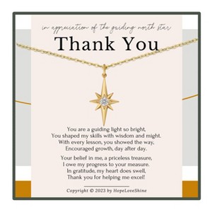 HOPE LOVE SHINE North Star Thank You Teacher Necklace – Mentor, Boss, or Teacher Appreciation Gift for Women Gold or Silver - 1 of 1