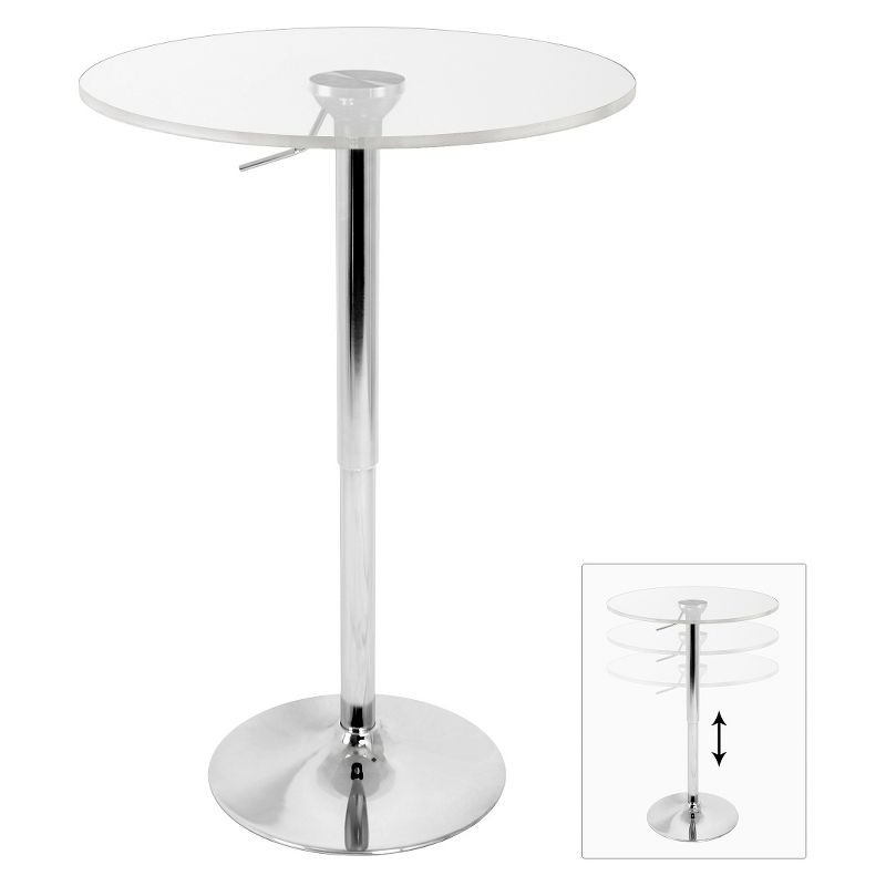 Adjustable Bar Table Acrylic/Silver/Clear - LumiSource, 3 of 5