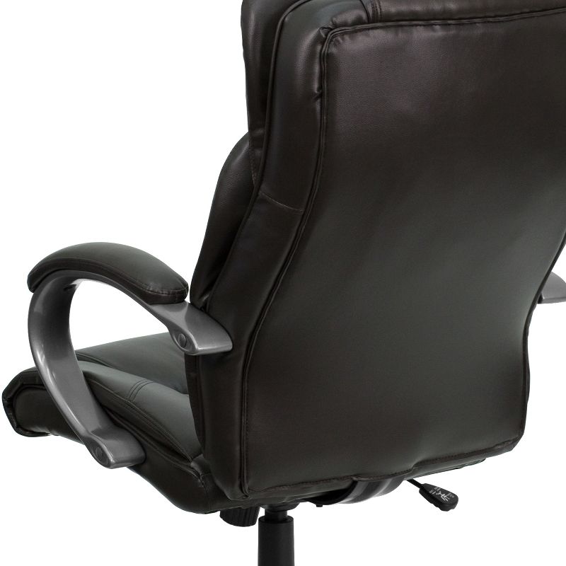 Emma and Oliver High Back Espresso LeatherSoft Ripple Swivel Office Chair - Titanium Nylon Base, 5 of 11