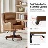 Anders Transitional Leather Executive Task Chair with Solid Wood Base with Casters|ARTFUL LIVING DESIGN-Camel - 3 of 4