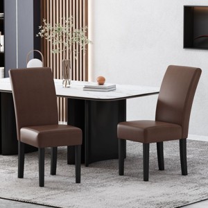 Coolbibila Modern Design PU Leather Dining Room Chairs Set of 2,PU Leather High Back And Solid Rubber Wood Legs Farmhouse Dining Chair - 1 of 4