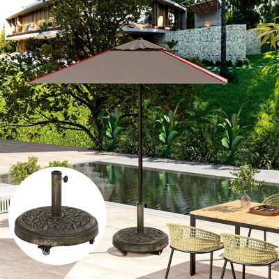 Bronze Powder Coated Metal Wheeled Patio Umbrella Stand