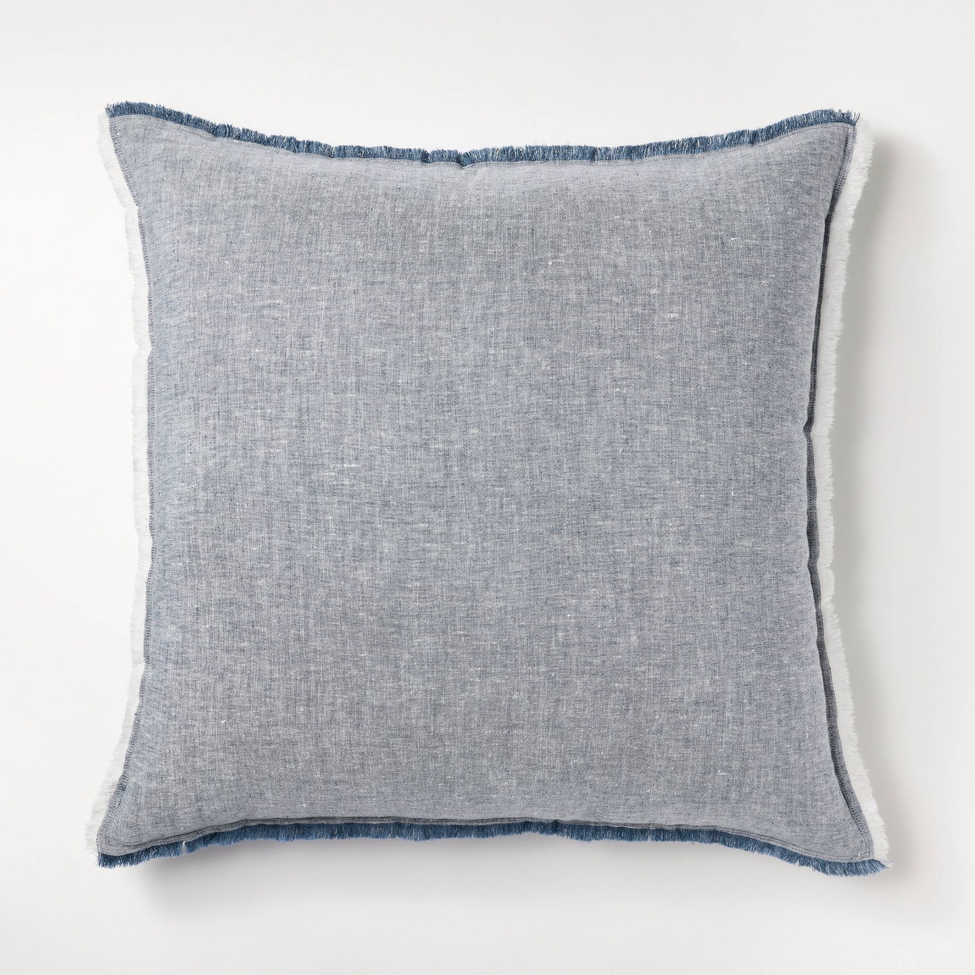 Oversized Reversible Linen Square Throw Pillow with Frayed Edges Blue - Threshold™ designed with Studio McGee: Indoor Comfort, Zipper Closure