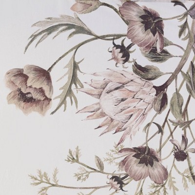 Blush Floral Cotton Shower Curtain with Botanical Print