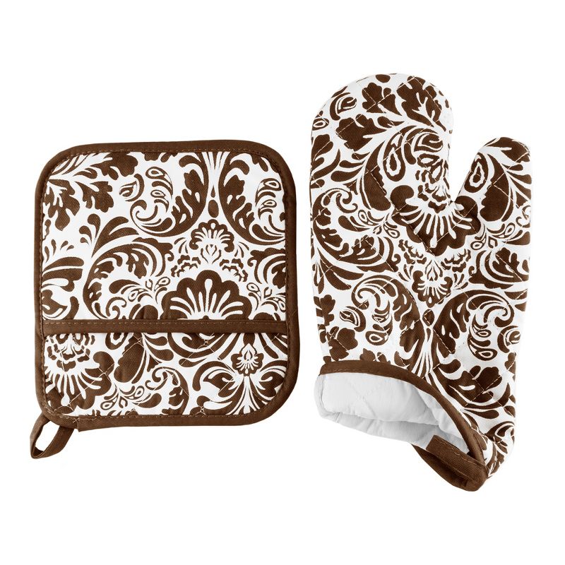 Hastings Home Quilted Oven Mitt and Potholder Set - Flame and Heat Resistant, 3 of 6