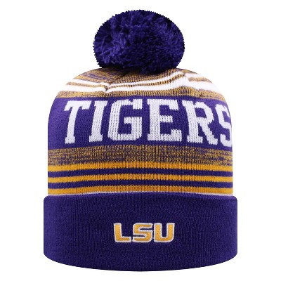 NCAA LSU Tigers Men's Rupture Knit Cuffed Beanie with Pom