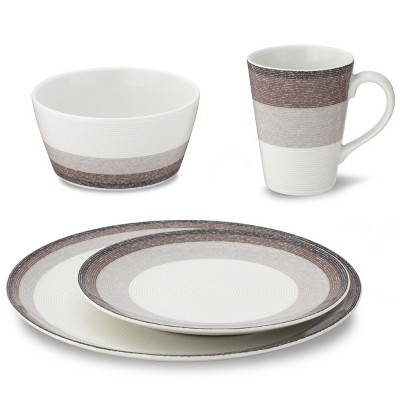 Canyon White Porcelain 4-Piece Textured Breakfast Set
