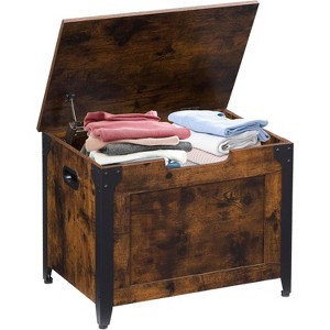 Retro Storage Bench, Wooden Chest with Safety Hinges, Entryway Ottoman, 300 lb Weight Limit, for Living Room, Bedroom, Simple Setup - 1 of 4