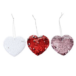 Gloria Duchin Set of 3 Sequin Heart Tree Ornaments - 1 of 1