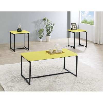 HOMLUX 3 PCS Coffee Table Set Sofa Side Table with 2 Square End Table