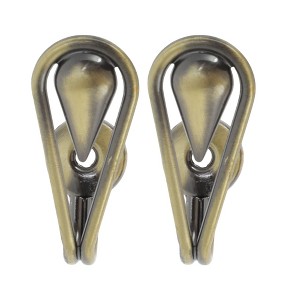 Unique Bargains Curtain Holdbacks Teardrop Hooks Zinc Alloy 2.56"x0.87" 1 Pair - 1 of 4