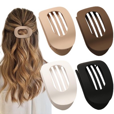 Aghana Digitals 4-Piece Large Flat Round Matte Claw Clips with Strong Grip, Comfortable Curved