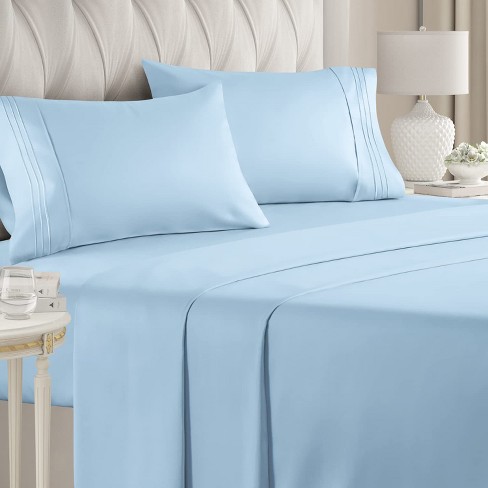 Cgk Unlimited 4 Piece Microfiber Sheet Set In Light Blue, Size Queen ...