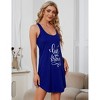 Women Sleeveless Nightgowns Comfy Sleepshirt Cute Printed Sleepwear Sexy Crossover Lace Back Sleep Dress - 2 of 4