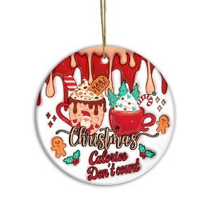 Exercise & Fitness Ornaments 2024 | Christmas Calories Don't Count Ceramic Ornament - 1 of 4