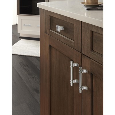 Polished Chrome Rectangular Cabinet Knob with Mounting Hardware