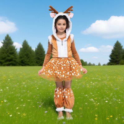 Joyfy Halloween Deer Costume for Girls, Deer Costume Kids for Child Halloween Animal theme Dress Up Party