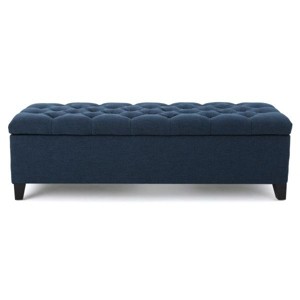 Okak Luxury Storage Ottoman Bench with Button-Tufted Upholstered Rectangular Long Storage Footrest Stool for Living Room,Entryway,Bedroom, Navy Blue - 1 of 4