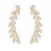 Adornia 14k Gold Plated Curved CZ Leaf Drop Earrings - 4 of 4