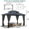 Hardtop Gazebo, Outdoor Polycarbonate Roof Canopy, Heavy Duty Hardtop Pavilion with Netting and Curtains, Aluminium Framed Gazebo - 3 of 4