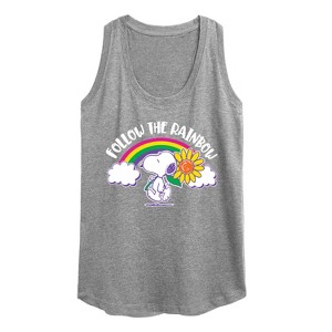 Women's - Peanuts - Follow The Rainbow Graphic Racerback Tank - 1 of 4