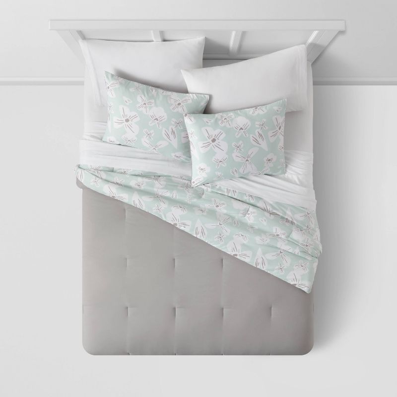Floral Print Microfiber Reversible Comforter & Sheet Set Mint Green - Room Essentials™, 4 of 9