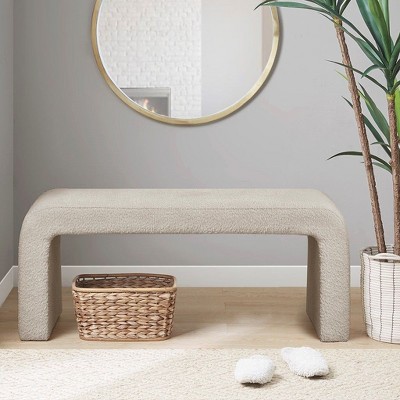 CAVINAS Storage Bench Ottoman with Storage Upholstered Boucle Waterfall Bench