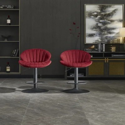 Bar Stools Set of 2 - Adjustable Barstools with Back and Footrest, Counter Height Bar Chairs for Kitchen, Pub -RED
