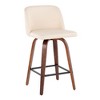 Mid-Century Modern 360¡ã Swivel Counter Stools with Padded Faux Leather Seat, Bent Wood Legs, and Square Footrest (Set of 2) for Kitchen - 2 of 4