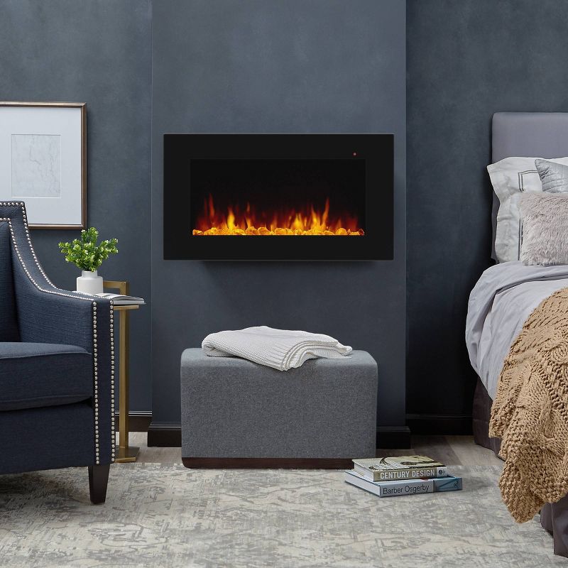 Real Flame 40&#34; Corretto Wall Hung Electric Fireplace Black, 3 of 10